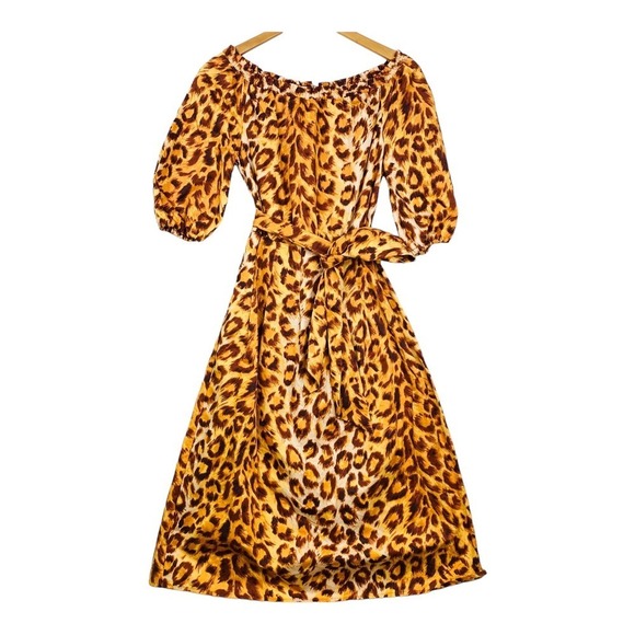 kate spade Dresses & Skirts - Kate Spade Panthera Puff Sleeve Leopard Print Fit And Flair Dress Size 00